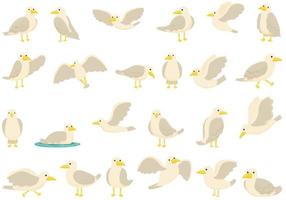 gabbiano icone impostato cartone animato vettore. uccello marino animale vettore