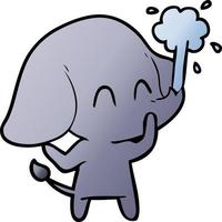 carino cartone animato elefante schizzare acqua vettore