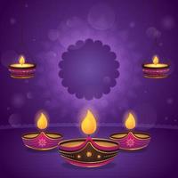 Diwali sfondo con olio lampade vettore