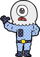 cartone animato Ciclope alieno astronauta vettore