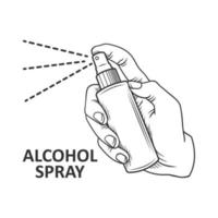 Spray disinfettante antibatterico a mano vettore