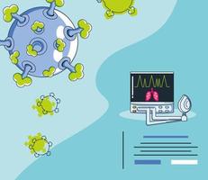 infografica con un virione del coronavirus vettore