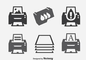 Set di icone dell'elemento stampante vettore