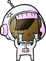 cartone animato che piange astronauta ragazza vettore
