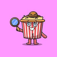 carino cartone animato personaggio Popcorn investigatore vettore