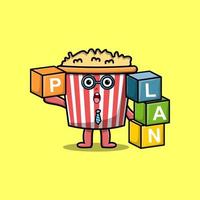 carino cartone animato Popcorn uomo d'affari impilamento Piano scatola vettore
