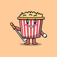 carino cartone animato Popcorn personaggio giocando golf vettore