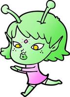 bella cartone animato alieno ragazza vettore