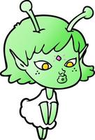 bella cartone animato alieno ragazza vettore
