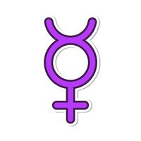 transgender mercurio simbolo. cartone animato etichetta nel comico stile con contorno. decorazione per saluto carte, manifesti, cerotti, stampe per Abiti, emblemi. vettore illustrazione