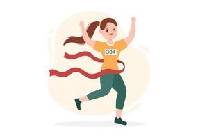 in esecuzione da corsa modello mano disegnato cartone animato piatto illustrazione persone jogging per lungo distanza correre maratona torneo sport vettore