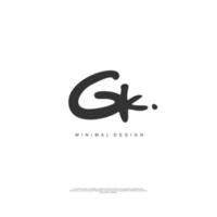 gk iniziale grafia o manoscritto logo per identità. logo con firma e mano disegnato stile. vettore