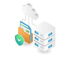 sicurezza dei dati del server cloud vettore