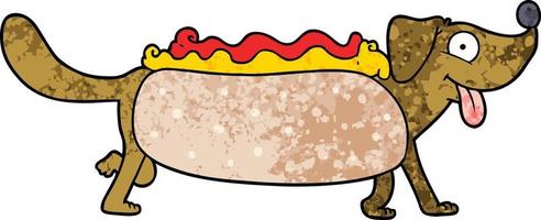 cartone animato scarabocchio personaggio hot dog vettore