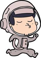 cartone animato fiducioso astronauta in esecuzione vettore