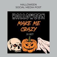 design di post sui social media di halloween vettore