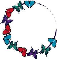 cerchio ghirlanda con colorato farfalle su esso vettore illustrazione