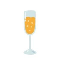bicchiere di Champagne, festivo Natale bere, vettore piatto illustrazione su bianca sfondo