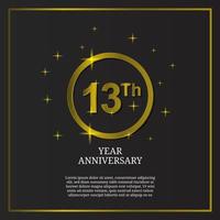 13 ° anniversario celebrazione icona genere logo nel lusso oro colore vettore