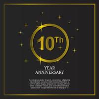 10 ° anniversario celebrazione icona genere logo nel lusso oro colore vettore