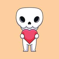 carino cranio Tenere amore focolare cartone animato portafortuna scarabocchio arte mano disegnato concetto vettore kawaii icona illustrazione