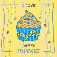 mano disegnato invito per carta con cupcakes, migliore per festa bar o ristorante vettore