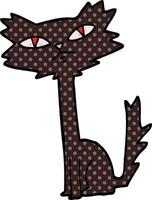 comico libro stile cartone animato Halloween nero gatto vettore