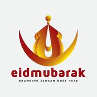 In tutto il mondo moschea e eid mubarak logo vettore