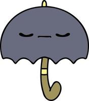 cartone animato di un' tradizionale ombrello con viso vettore