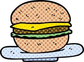 comico libro stile cartone animato hamburger vettore