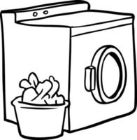 linea disegno di un' lavaggio macchina e lavanderia vettore