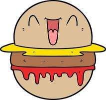 cartone animato contento hamburger vettore