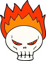 cartone animato fiammeggiante cranio vettore