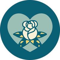 tatuaggio stile icona di un' cuore e fiori vettore
