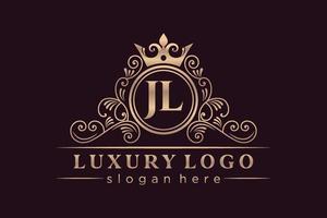 jl iniziale lettera oro calligrafico femminile floreale mano disegnato araldico monogramma antico Vintage ▾ stile lusso logo design premio vettore