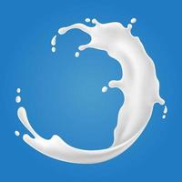 vettore illustrazioni di latte spruzzo e versando, realistico naturale latteria prodotti, Yogurt o crema, isolato su blu sfondo.