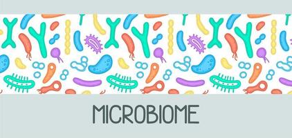 microbiome illustrazione di batteri. vettore Immagine. gastroenterologo. bifidobatteri, lattobacilli. lattico acido batteri. illustrazione nel un' piatto stile.