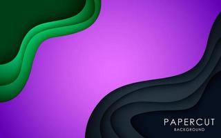 moderno astratto viola, Nero, verde papercut ondulato sfondo. eps10 vettore