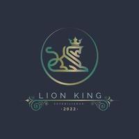 Leone re corona lusso linea stile logo modello design per marca o azienda e altro vettore