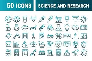 collezione di icone in stile sfumato di scienza e ricerca