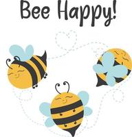miele api isolato cartone animato icone impostare. vettore illustrazione di un' miele ape su un' bianca sfondo. vettore cartone animato impostato di miele ape icona