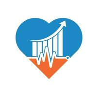 finanza pulse cuore forma concetto logo. cuore battere finanza logo design icona. statistiche pulse logo design modello. vettore