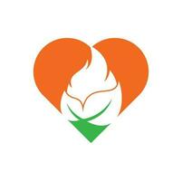 foglia fuoco cuore forma concetto vettore logo design modello. eco verde alternativa energia logo design vettore modello.