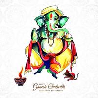 carta acquerello felice ganesh chaturthi festival indiano vettore