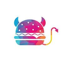 mostro hamburger logo design. hamburger diavolo portafortuna illustrazione vettore