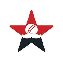 baffi cricket stella forma concetto vettore icona design. forte cricket vettore logo design.