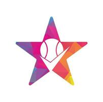 dai un'occhiata tennis stella forma concetto vettore logo design. tennis palla e zecca icona logo.