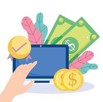 pagamento online efficace tramite laptop vettore