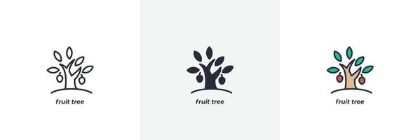 frutta albero icona. linea, solido e pieno schema colorato versione, schema e pieno vettore cartello. idea simbolo, logo illustrazione. vettore grafica