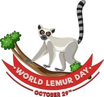 design della bandiera della giornata mondiale dei lemuri vettore